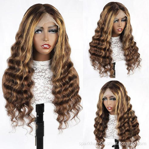 SPARK Straight Highlight Lace Front Wigs Human Hair for Black Women Ombre Blonde Lace Front Wig Human Hair Pre Plucked With Baby